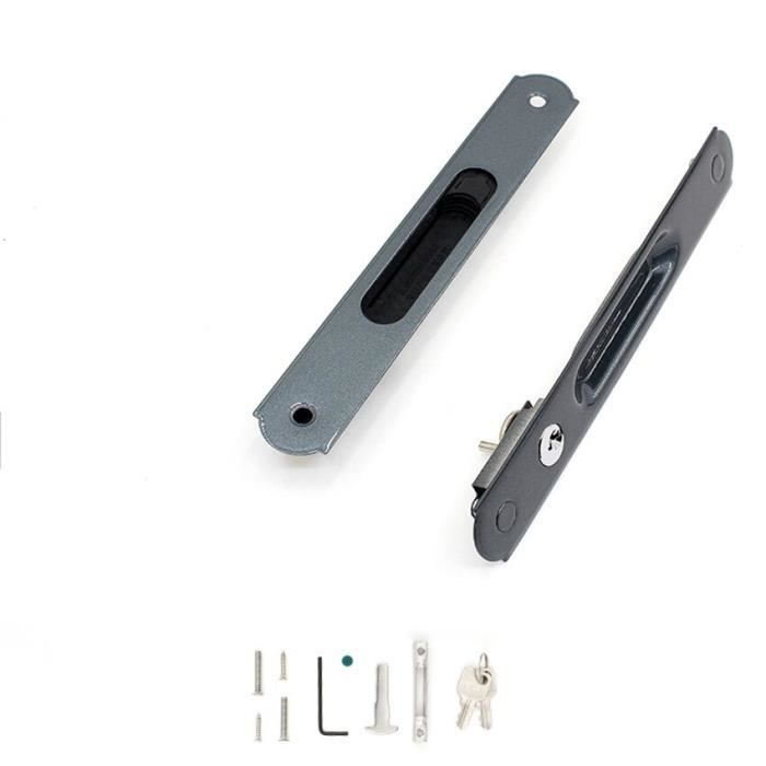 Boitier de serrure encastrable à crochet à cylindre pour porte d'entrée coulissante axe 40mm bouts ronds nickelé | Comptoir de F