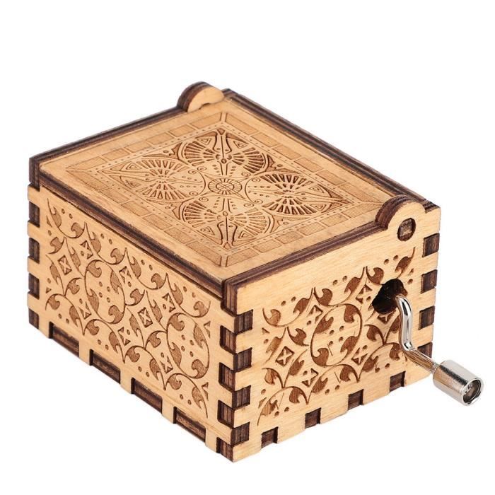Boîte à Musique Moana En Bois - 18 Notes Mécanique à Manivelle - Cadeau Enfant Vaiana - 6,4x5,2cm