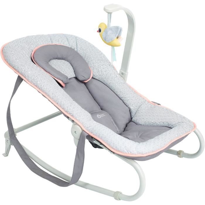 BABYMOOV Transat bébé graphik, balancelle ou fixe, molletonné, pliage compact, déhoussable, pêche