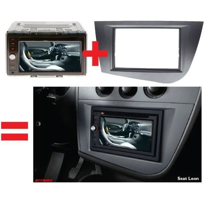 Autoradio Kit de montage 2-din SEAT LEON 05-10 Câble d'installation Cadre Noir
