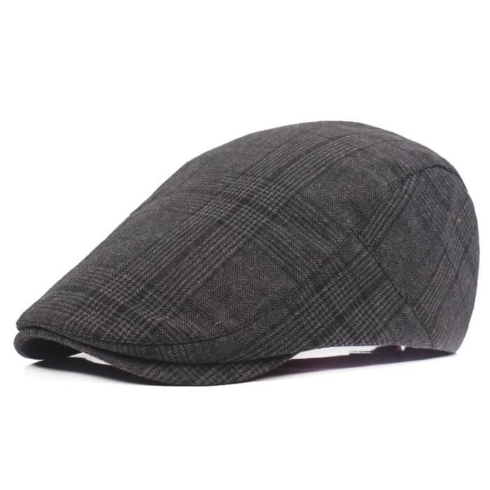 Casquette Plate Tweed Homme - Style Newsboy Vintage - Taille Unique 56-59cm