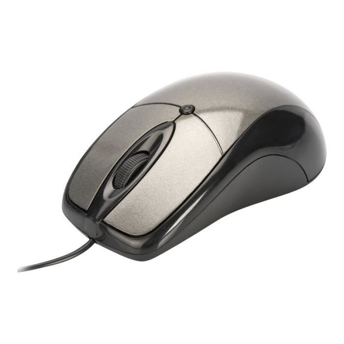 Ednet Office Mouse Souris droitiers et gauchers optique 3 boutons filaire USB noir, anthracite
