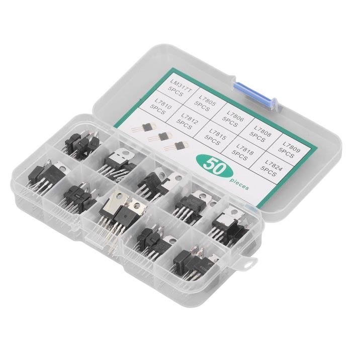 EJ.life Kit de transistors 50 pièces Transistor Kit À 220 Série LM317T