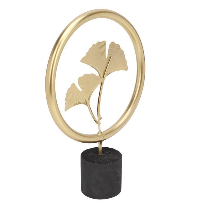 Sculpture Feuille Ginkgo Biloba Dorée 14x21cm Sur Base Marbre - Ornement Déco Maison