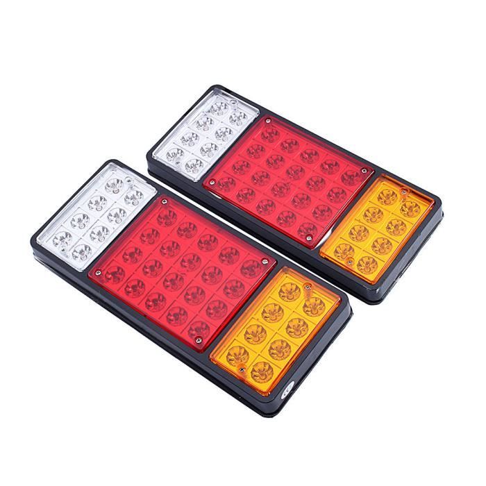 Feux Arrière Remorque LED - Paire, 5 Fonctions, Étanche IP67, 12/24V - Pour Camion, Camping-Car, Tracteur