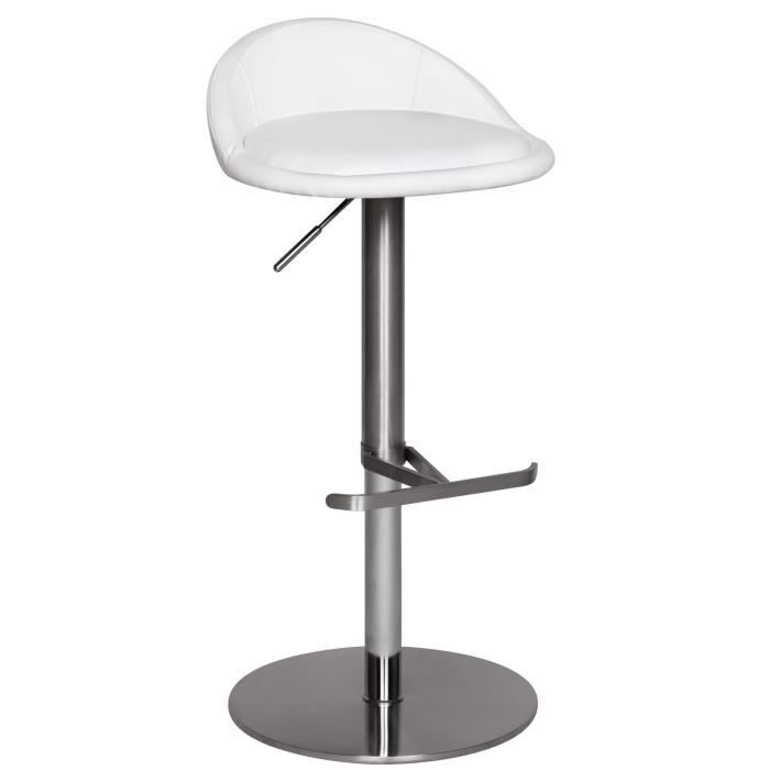 FineBuy Tabouret de Bar Reglable 65 - 90 cm Chaise de Bar Tabouret Bistro Métal [Blanc]