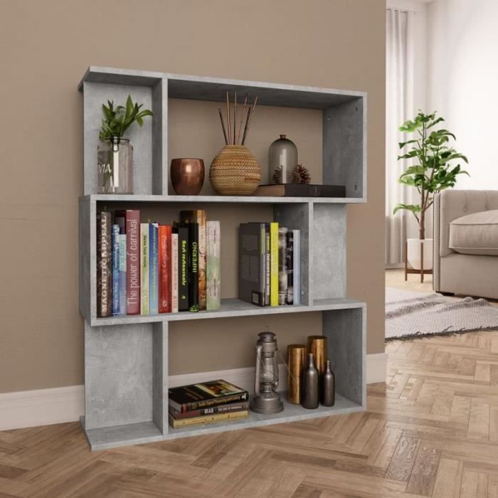 vidaXL Bibliothèque/Séparateur de pièce Gris béton 80x24x96 cm