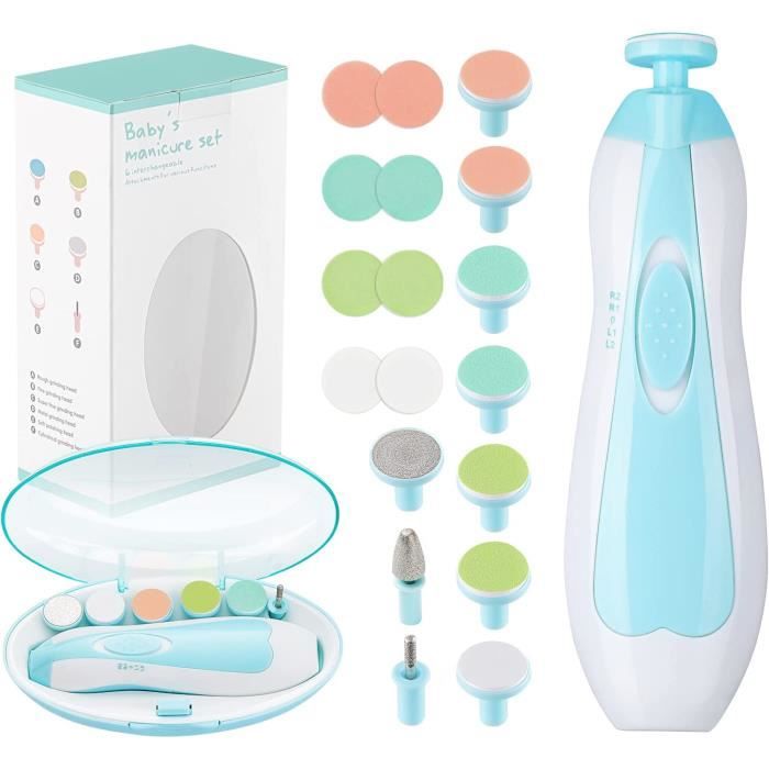 20 en 1 Lime à Ongles Bébé, Kit de Coupe-Ongles Électrique, pour Orteils Baby Nail Trimmer pour Nouveau-nés Bébés Adultes avec LED
