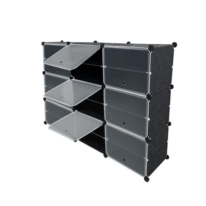 Armoire Modulable 12 Cubes - Rangement Vêtements/chaussures, Plastique, 111x37x147 Cm, 10 Kg/cube