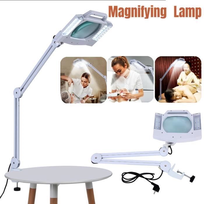 Lampe Loupe LED 5X Tactile Réglable – Support Mains Libres, USB-C, 6 Niveaux Luminosité, Idéale Lecture & Loisirs