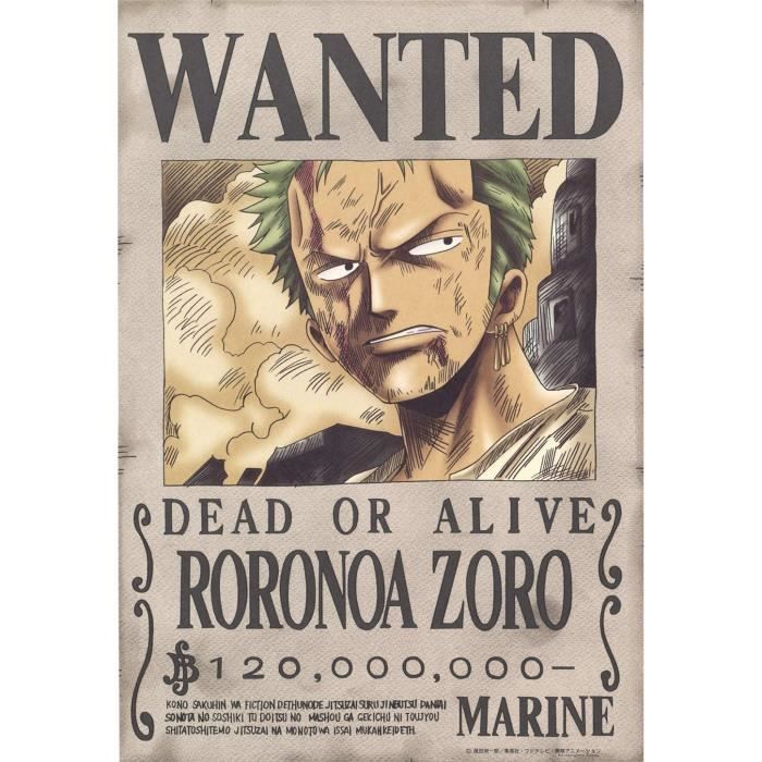 Poster - Limics24 - One Piece – Wanted Roronoa Zoro Affiche 15 X