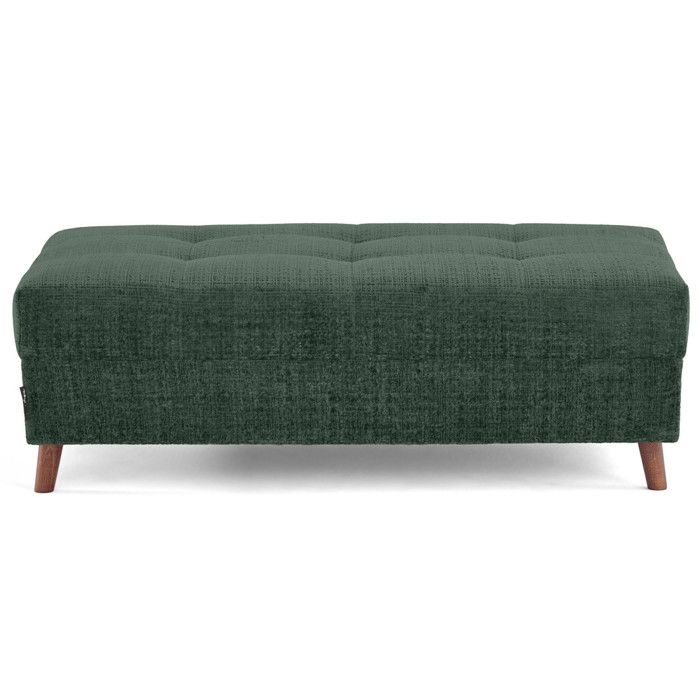 Lisa Design Pouf Modulable Rune Velours Côtelé Vert - Assise Confortable 1 Place, Design Moderne Et Tendance Avec Pieds Wengé