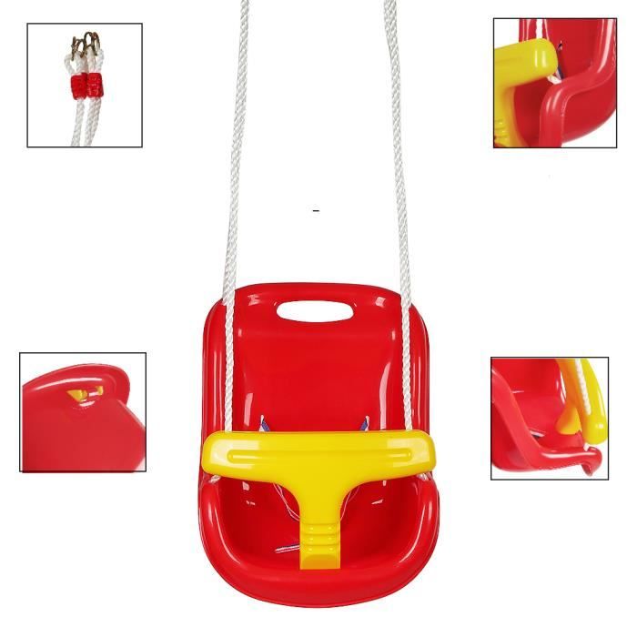 Hamac Balançoire Pour Bébé En Toile Et Bois - Avec Ceinture De Sécurité, Pour Intérieur Et Extérieur - Capacité 50 Kg - Couleur Laiteuse