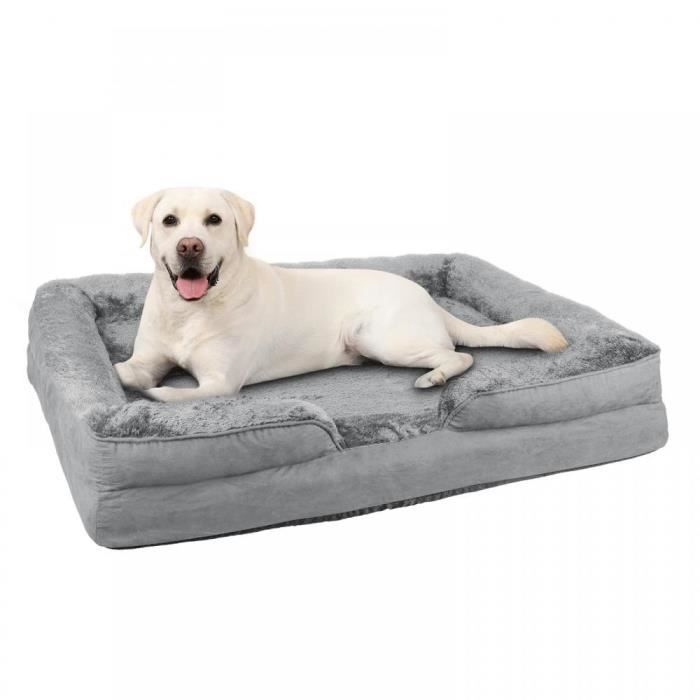 Meilleurs prix pour MENGDA Panier Chien ,106x80cm, Coussin Chien Lavable en Machine, Tissu Peluche Doux, Tapis Matelas Lit Chien Anti-Stress, Gris