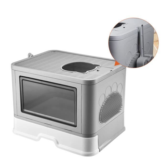 Comparer les prix de MENGDA Bac à Litière pour Chat, 48.5*36.5*38cm Maison de toilette pour chats avec bacs amovibles + pelle à litière GRIS