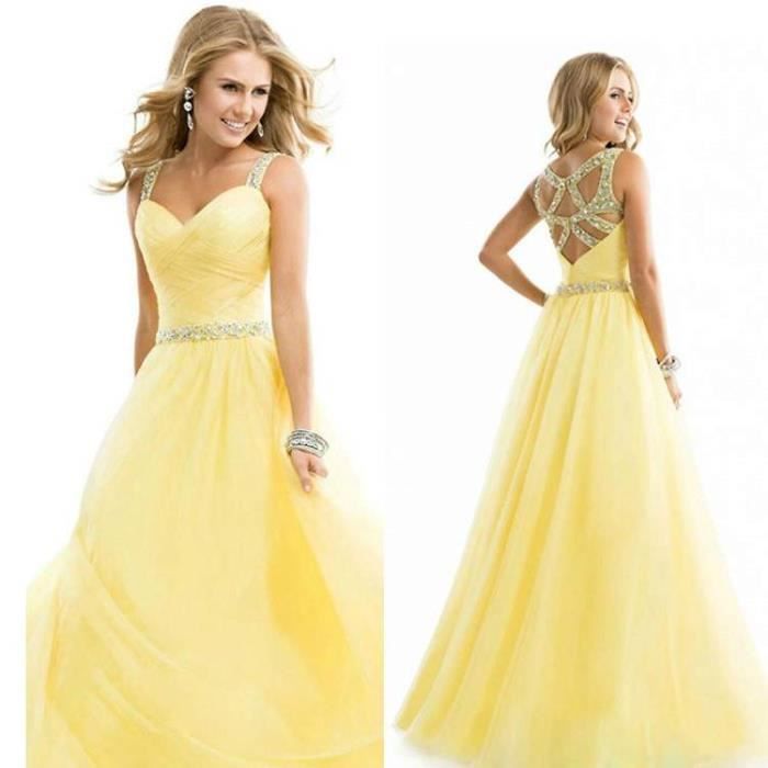 Mariage Robe Longue Jaune