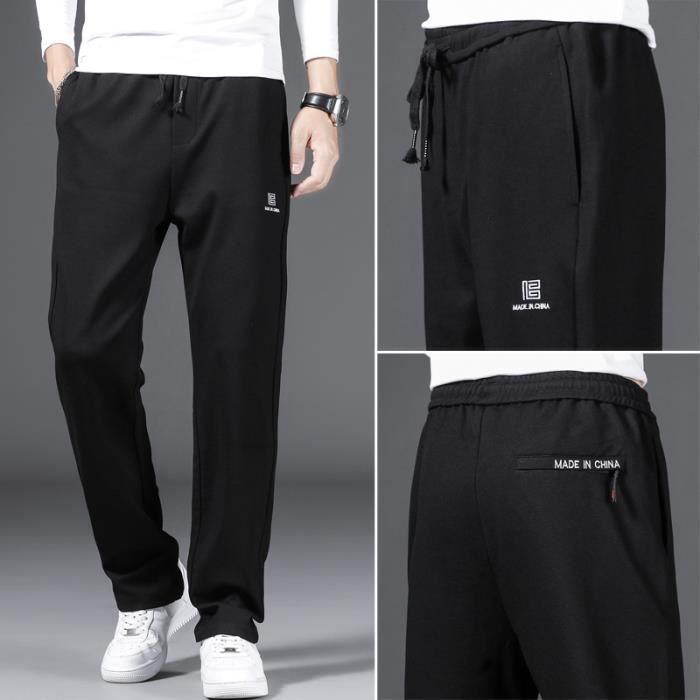 Pantalon de Jogging Sport Homme - Noir - Taille Elastiquee - Mi-Saison