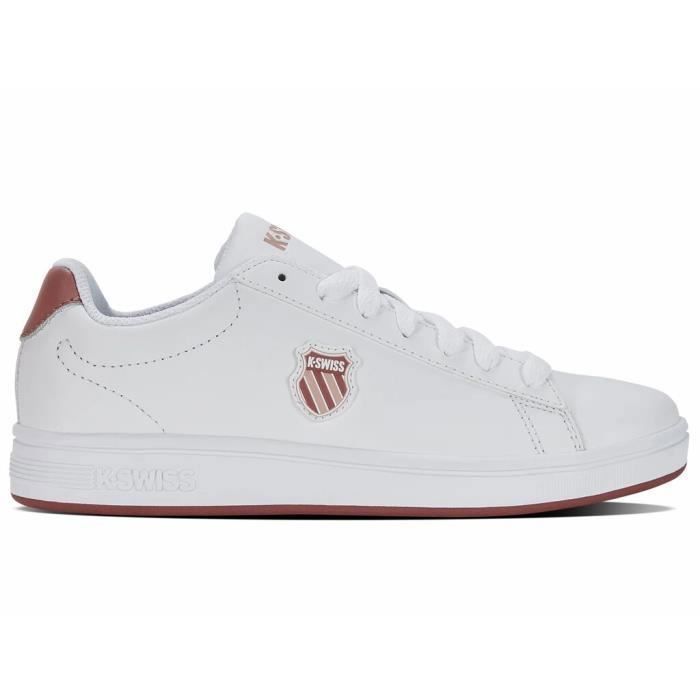 K-SWISS Baskets femme K-Swiss Court Shield - Blanc - Cuir - Lacets - Plat