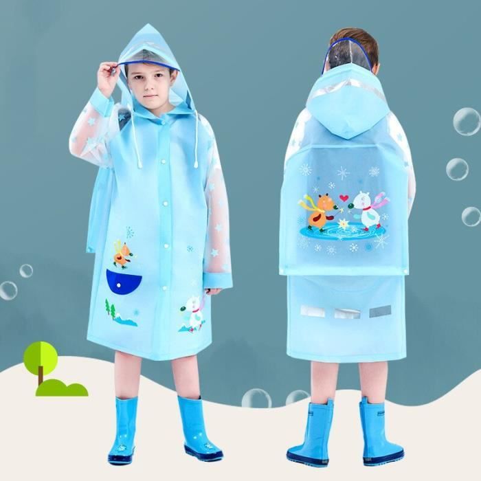 Veste Imperméable Enfant Style Poncho - Cape De Pluie Animée, Capuche, Ludique, Pour Fille, Protection Intempéries