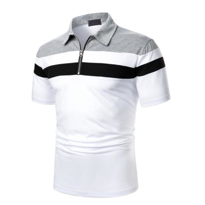 Polo Homme Chemise Homme Polo Manches Courtes Contraste Couleur Tops