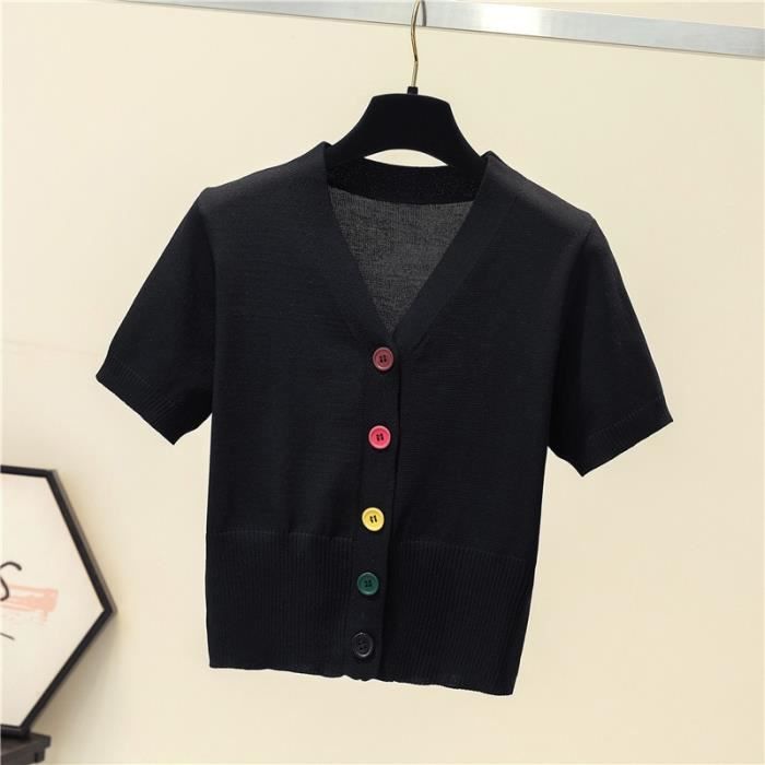 Cardigan Rouge Un Jour Ailleurs Femme Taille 44, Manches Courtes Double Boutonnage
