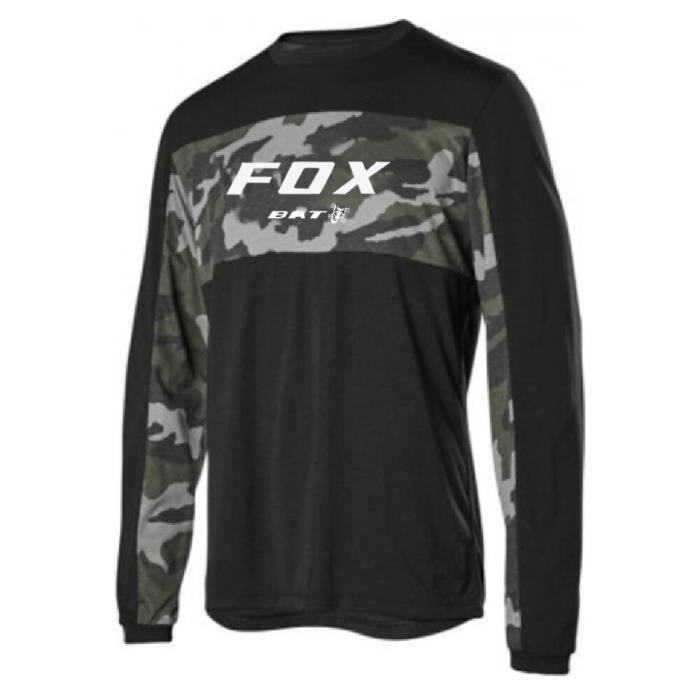 Maillot VTT Motocross Descente - Manches 3/4 - Motif Camouflage - Polyester Respirant