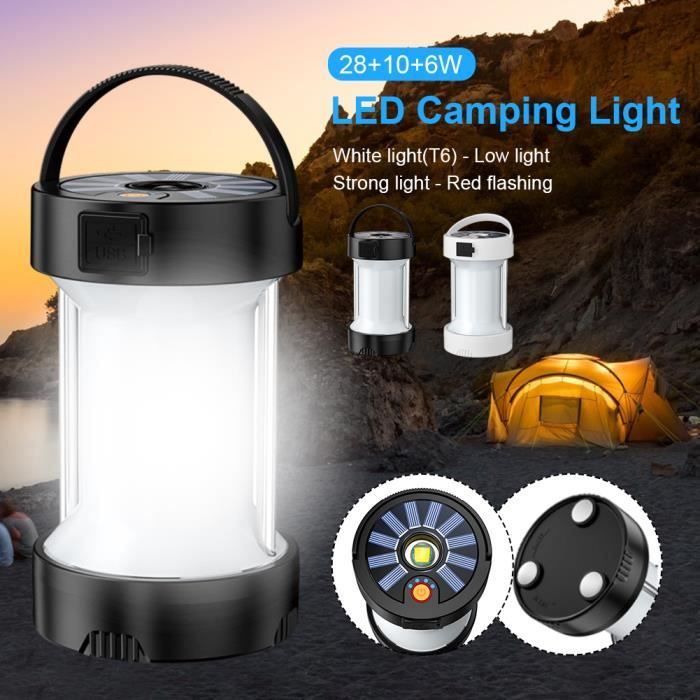 28W Lampe Camping Rechargeable avec 4 Modes,Charge Port USB&Type-c, Pour  Camping, Bricolage, Travaux, Chasse, Tente, avec Câble USB- - Cdiscount  Sport