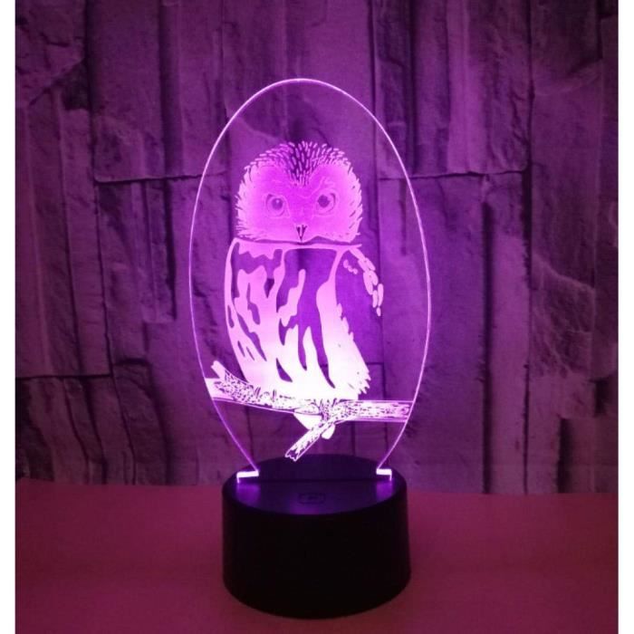 3D Lampe Optique Illusion Veilleuse Chouette Forme 3D Lampe De Table Enfants Enfants Cadeau DAnniversaire Lumière Créative C1629