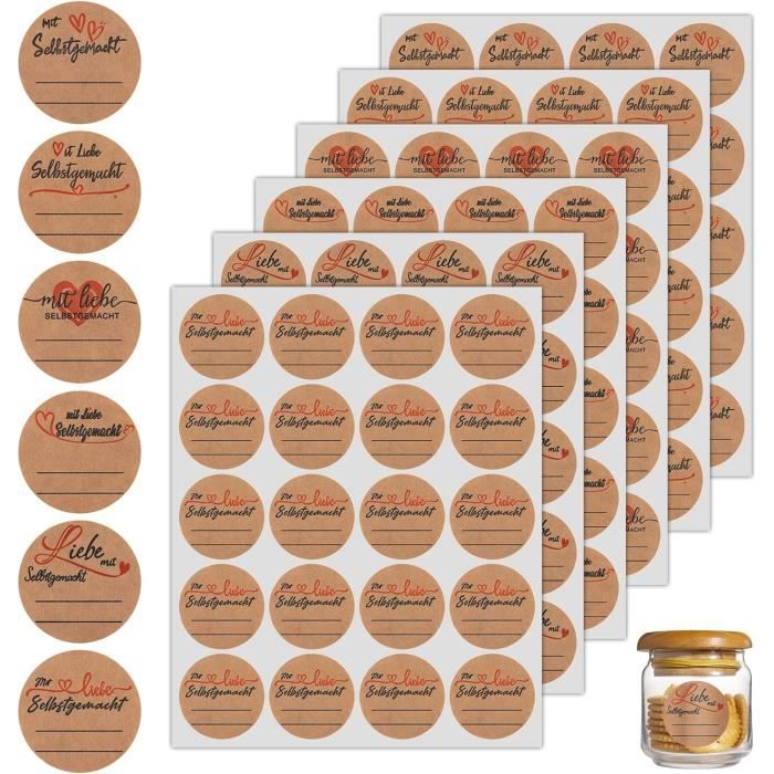 Lot de 720 étiquettes kraft autocollantes en papier kraft pour