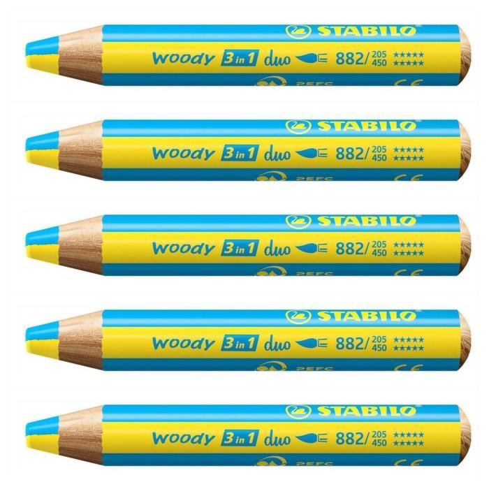 STABILO woody 3 in 1 - crayon de couleur pointe large - bleu d'outremer