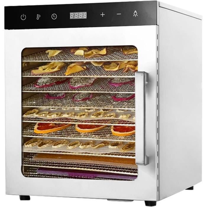 Déshydrateur Alimentaire 8 Plateaux - 400W, Température Réglable 35-70°C - Pour Fruits, Légumes, Viande, Herbes - Affichage Numérique, Minuterie 72h