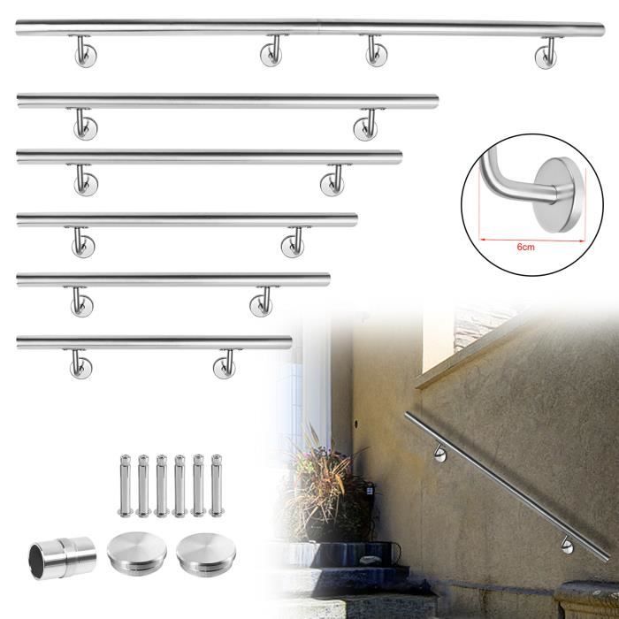 UISEBRT Contre le Rampe Escalier Support Mural Poignée Rambarde de Sécurité pour l'intérieur et l'extérieur(Argent, 160cm)