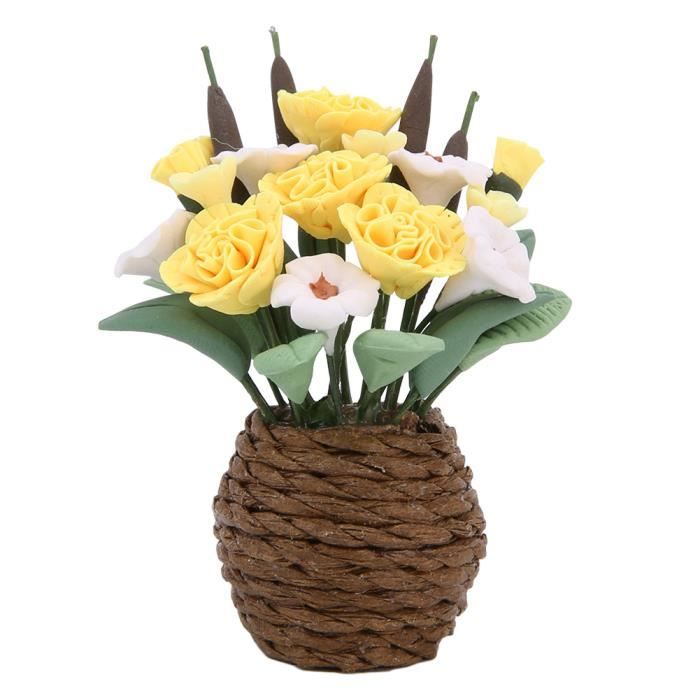 INGJIA 8 Pcs Plantes Miniatures pour Maison de poupée, bonsaï, Plante 1:12, Mini Plantes en Pot, modèle de Fleurs, décoration de Jardin féérique, Accessoires de décoration
