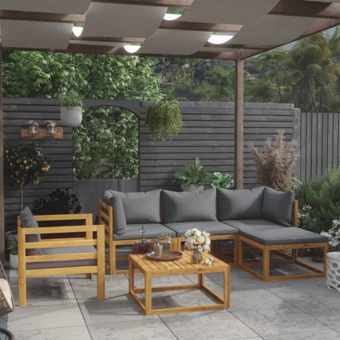 vidaXL Salon de jardin avec coussins Bois d'acacia - vue 3