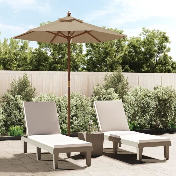 vidaXL Parasol de jardin avec mât en bois taupe 196x231 cm 363162