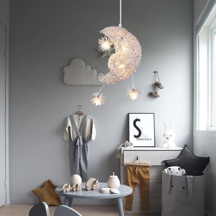 UNI Lune Etoile Lustre Suspension Contemporain Décoratif Luminaire Chambre denfantLumière Blanc Chaud