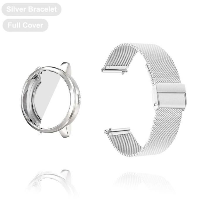 CONNECTEUR DE BRACELET ,Silver Band and Case-Venu--Bracelet pour Garmin Vivoactive 3 4 4s, Venu SQ, avec étui, protecteur'écran en T