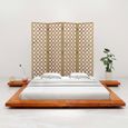 Cadre de lit pour Adulte Lit Double scandinave pour 2 personnes Futon japonais Bois d'acacia massif 160x200 cm#60285-1