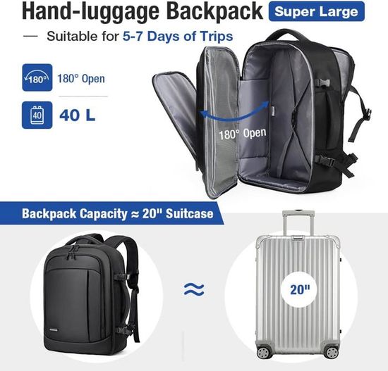 Bagage Cabine 45x36x20 easyjet Sac a Dos Voyage Valise Cabine Homme Femme Sac 40x20x25