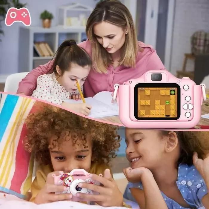 Appareil Photo Numérique HD 1080p 2,4 Pouces – Trépied, Carte SD 32Go, Selfie – Cadeau Anniversaire (rose