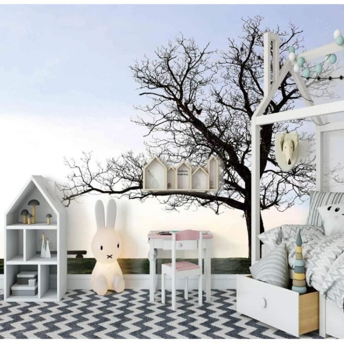 Papier Peint 3D Animaux Arbres H823 – Autocollant Mural Sinsin, Amovible, Décoratif