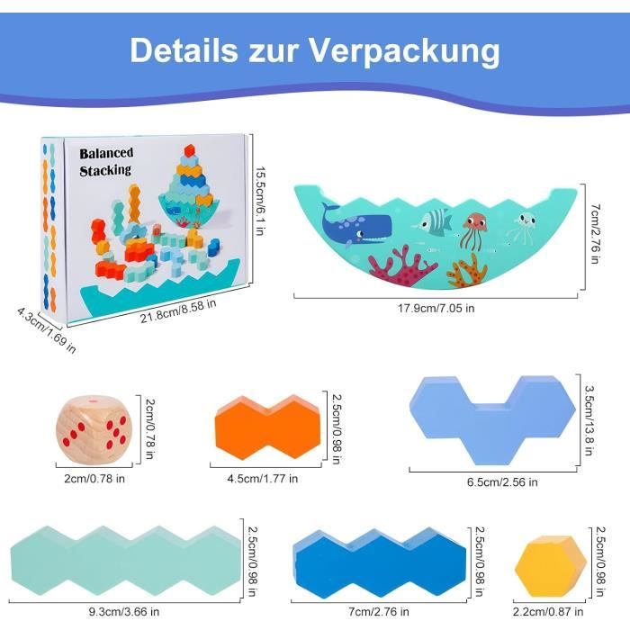 Ulanik Pierres D'Empilage – 25 Blocs En Bois – Jeu Montessori 3 Ans+ – Apprendre à Compter Et Trier Les Couleurs – Cadeau Éducatif