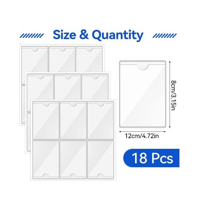 Lot De 12 Pochettes Autocollantes Pour Cartes De Visite - 10 X 15 Cm - PVC Transparent - Porte-Cartes Organisateur
