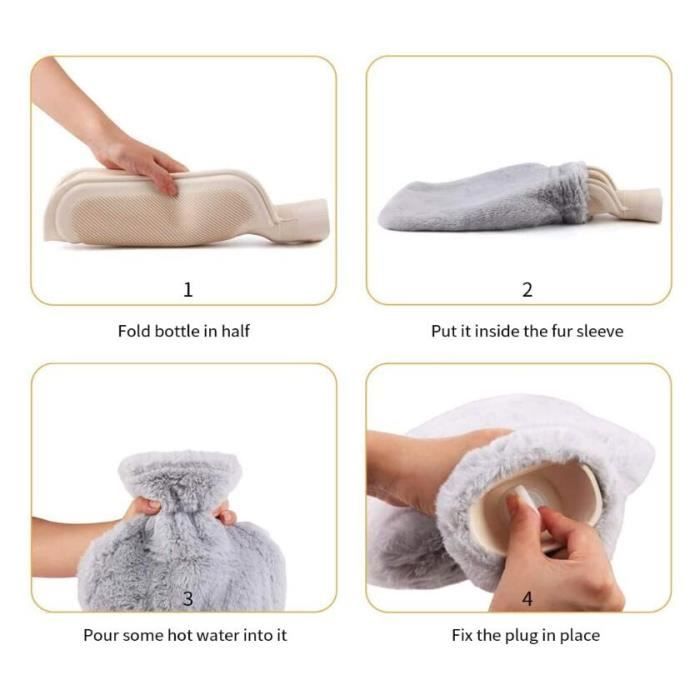 Bouillotte Eau Chaude, 400Ml Bouillotte Avec Housse, Bouillotte Peluche