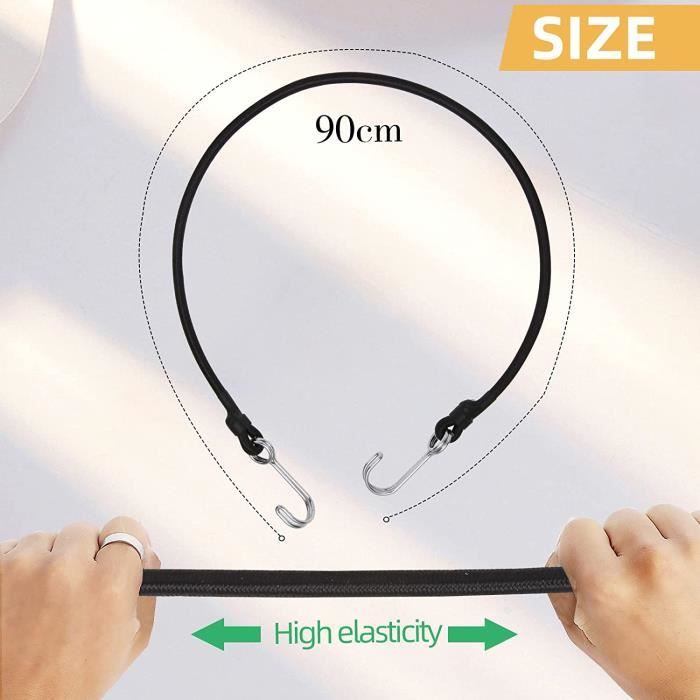 Cordons Avec Crochets Sécurisation Lot De 20 Tendeurs élastiques Avec Crochets - Longueur 25-50cm, Pour Camping, Bâches, Maison Accessoire Camping