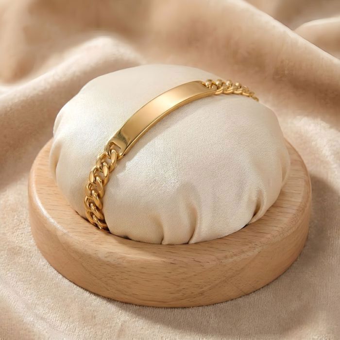 Bracelet Gourmette Femme Plaqué Or Jaune 18 Carats - Longueur 18,5 Cm, Largeur 5 Mm - Neuf