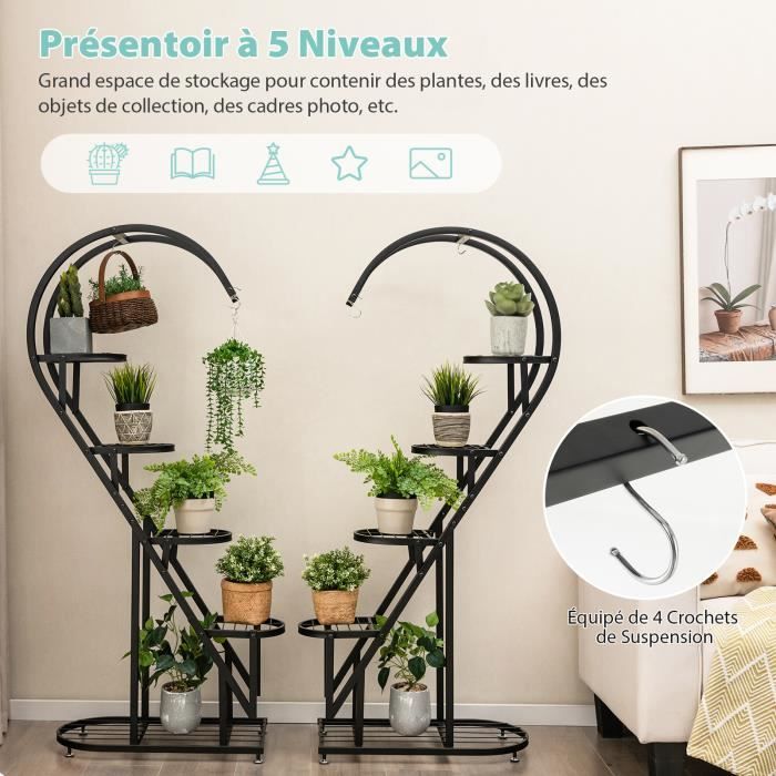 iDavosic.ly Soporte de metal para plantas de 8 niveles para interiores y exteriores, estante