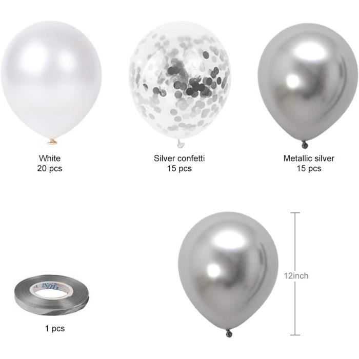 Kit Arche Ballons Bleu Blanc, 130 Pcs 5 10 12 18 Pouces Ballons Bleu Blanc Argent Avec Papillons