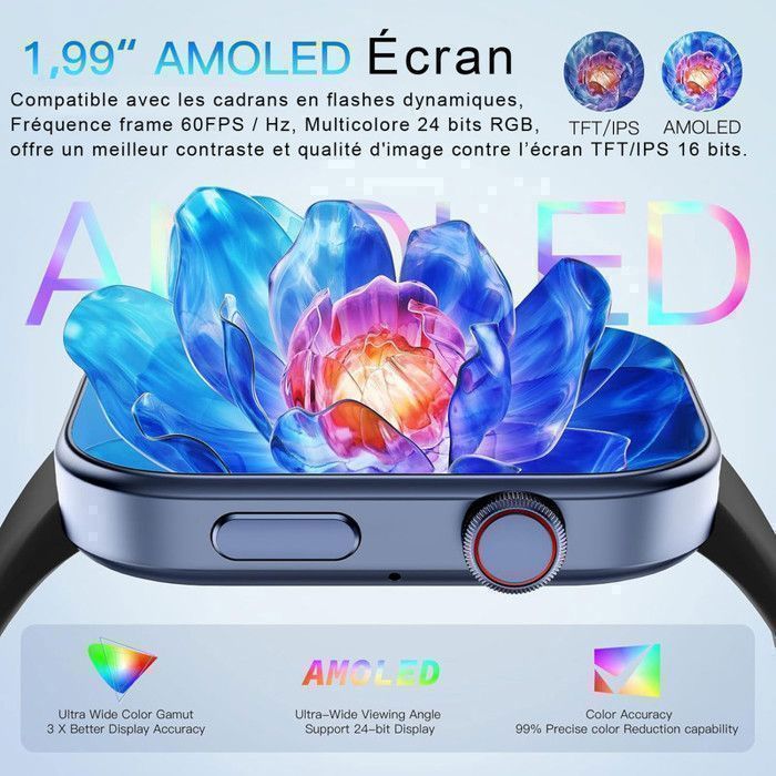 Montre Connecte XtraDiTech Appel AMOLED 1,99 Couronne Numrique 5e ...