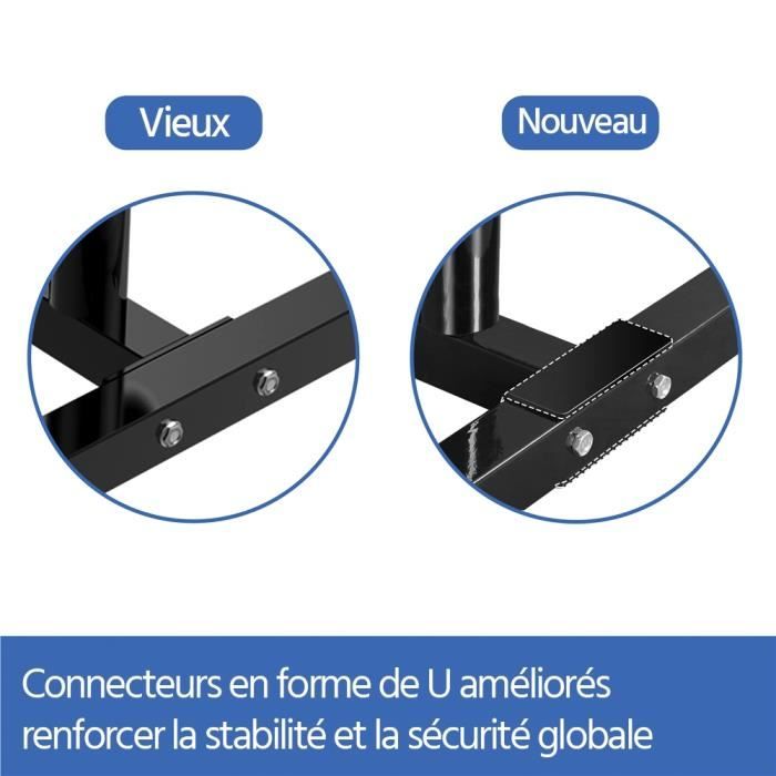 Support Haltères Cages Squat Réglable Yaheetech - Charge Max 250kg Métal Robuste